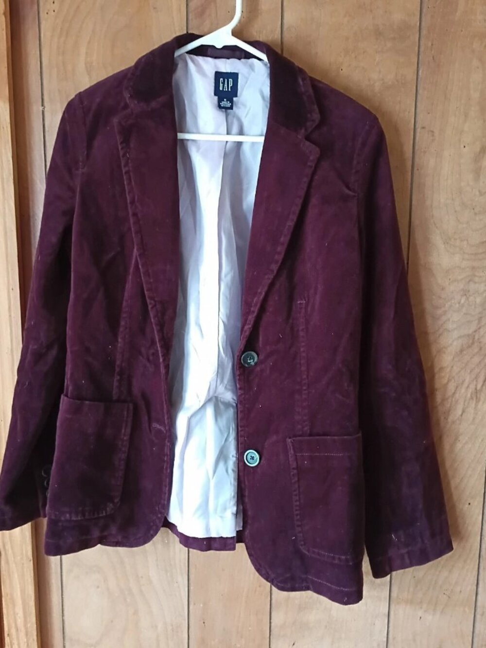 GAP Women’s Burgundy Corduroy Blazer Jacket Size 6 Stretch Cotton Spandex
